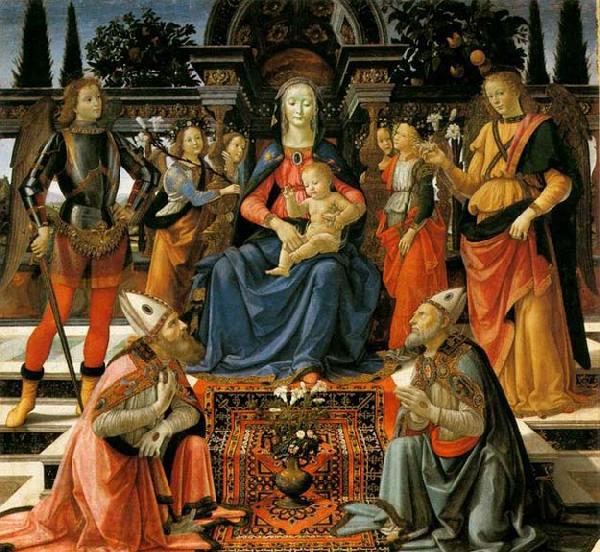 GHIRLANDAIO, Domenico Madonna and Child Enthroned with Saints Germany oil painting art